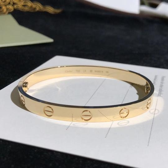 二手cartier/卡地亚love手镯男18k玫瑰金无钻宽版四钻窄版女手环