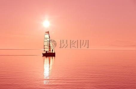 日落船景图片下载