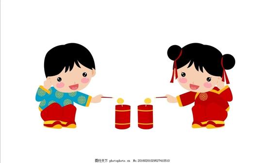 放鞭炮儿童喜庆儿童喜庆素材新年素材对联祝福卡通系列