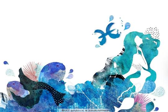 梦幻卡通背景十二星座系列手绘漫画星座素材星座模板摩羯座