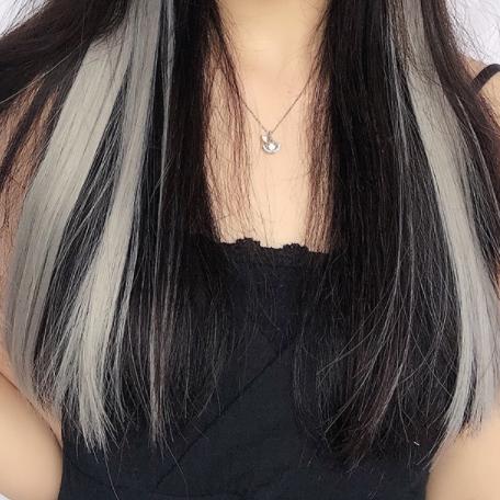 挂耳染假发片女长发彩色挑染烫lisa同款一片式无痕自然隐形接发条