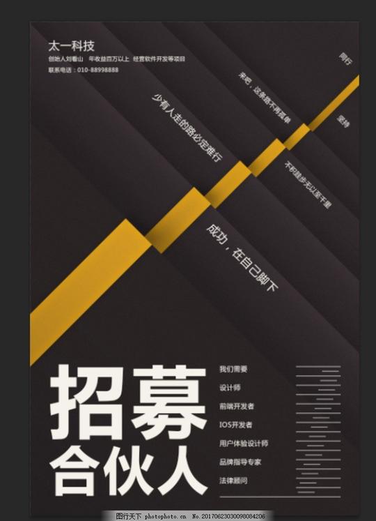 招募合伙人招商微商百万富翁创业合伙人招聘展板招聘模板