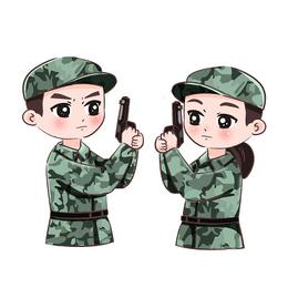 国庆国庆节抗战胜利日军人军训迷彩士兵卡通军人部队国庆建军节png素材