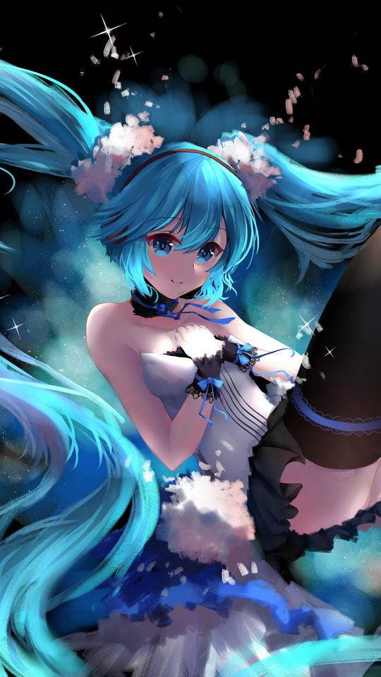初音,蓝色,壁纸,虚拟动漫明星初音未来3d插画手机背景图片初音,