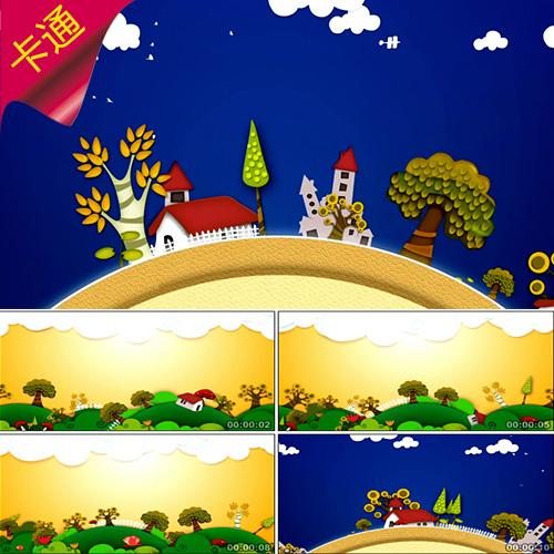 卡通日夜交替地球旋转绿色植物环保地球保护环境低碳节能视频素材