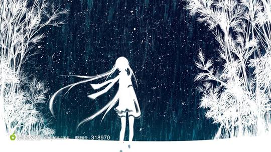 超大尺寸-初音未来miku雪中剪影动漫高清壁纸素材