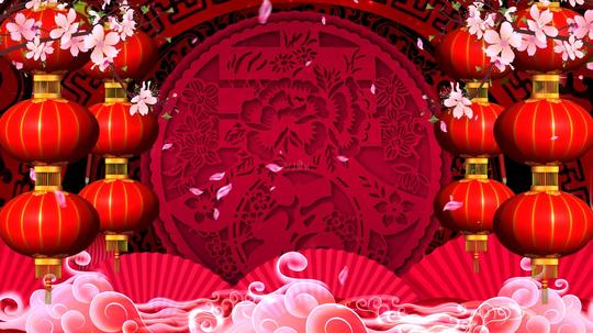 春新春新年桃花灯笼喜庆背景素材_1920x1080_高清视频