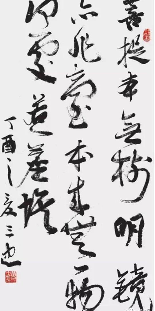 黄三忠行草中堂菩提本无树,明镜亦非台.本来无一物,何处惹尘埃.