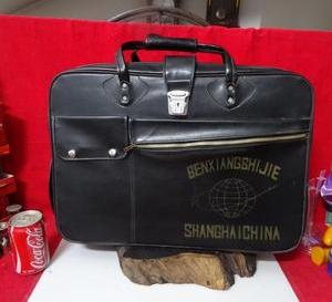 老皮包干部旅行公务包80年代老上海黑皮包电影道具时代展示实物照