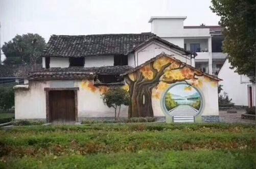 乡村旅游文化墙外景墙体彩绘乡村文化外墙彩绘公司