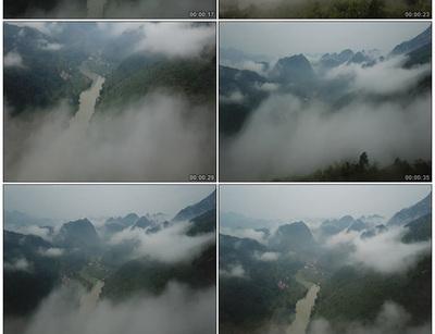 y-2自然风光早上大山深处早晨起雾山涧云雾高清实拍视频素材