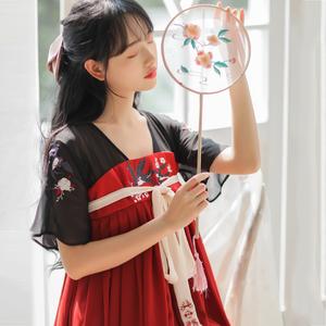 汉服改良齐胸襦裙夏装学生连衣裙汉元素中国风少女古风超仙短裙子