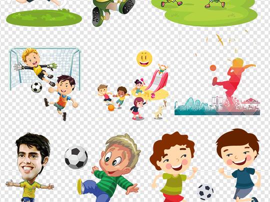 卡通小学生儿童小孩踢足球体育运动素材图片下载png素材