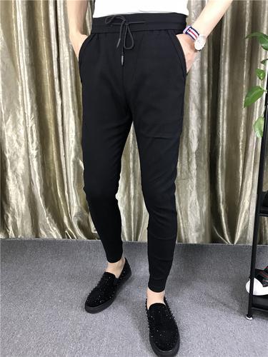 精神小伙裤子男修身小脚裤社会人休闲束脚裤纯色快手红人同款裤子