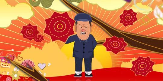 搞笑开场动画喜庆二人转手绢-开场大气视频素材
