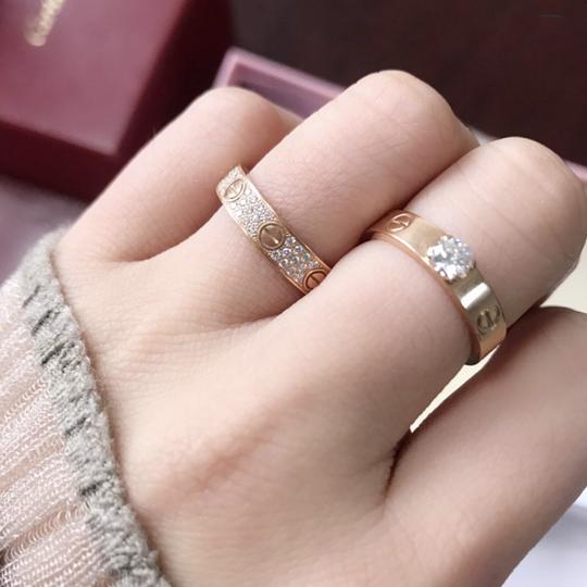 cartier/卡地亚满天星戒指18k玫瑰金黄金满钻婚戒对戒