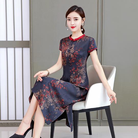 唐装女旗袍裙子汉服改良中国风古装短袖短款古风女装现代风裙复古
