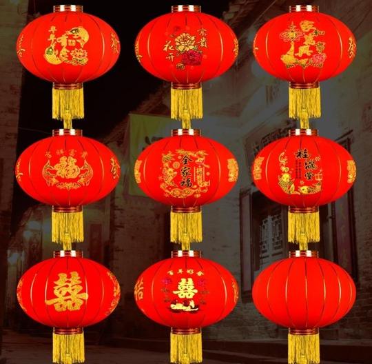 ~2021新年植绒大红灯笼乔迁挂吊灯