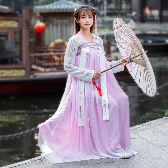 汉服女中国风学生古风束腰古装中国风改良闺蜜装仙气对襟齐胸襦裙