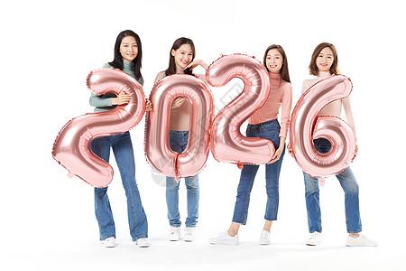 青春活力闺蜜姐妹欢庆迎新年图片下载