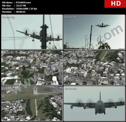 ps34859美军战机日本冲绳建筑房屋住宅楼房美军空军基地高清实拍视频素材