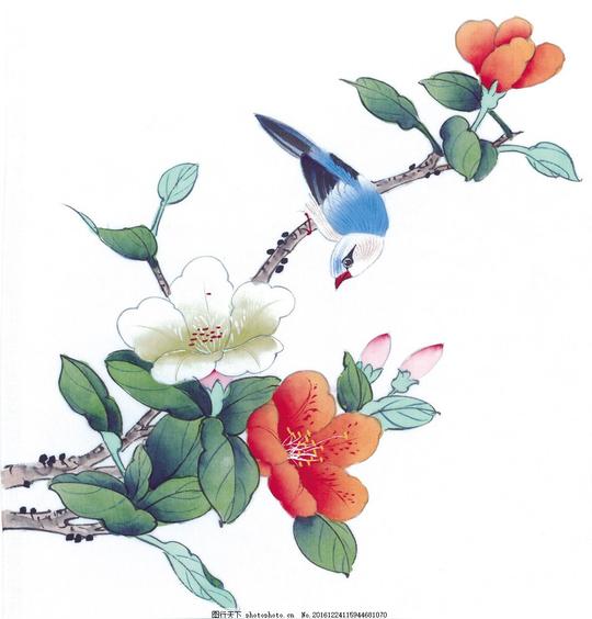 水墨画眉与鲜花水墨画眉与鲜花图片素材工笔画名画花鸟画国画