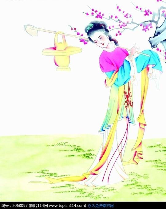 黛玉葬花高清图片底纹背景图片114