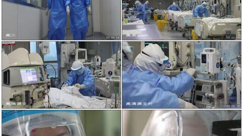 4614012武汉加油逆行者医院抗疫一线iuc病房-白衣天使工作场景视频素材