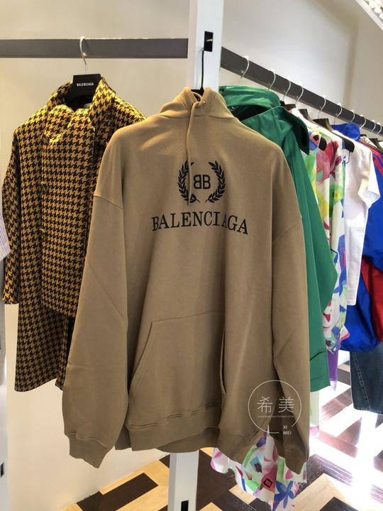 balenciaga/巴黎世家麦穗bb字母印花logo帽衫长袖连帽卫衣男女