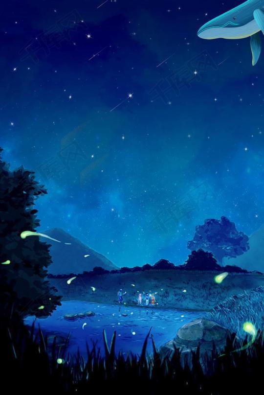 唯美夜空夜晚月亮夜景分层文件psd源文件高清背景psd素材