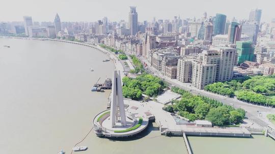 航拍上海外滩陆家嘴二4k_3840x2160_高清视频素材下载