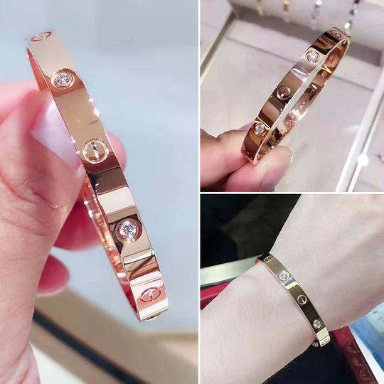 安琪代购cartier/卡地亚经典款love带钻手环18k金宽版/窄版手镯女