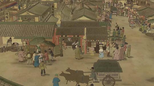 清明上河图动画版_3840x2160_高清视频素材下载(编号