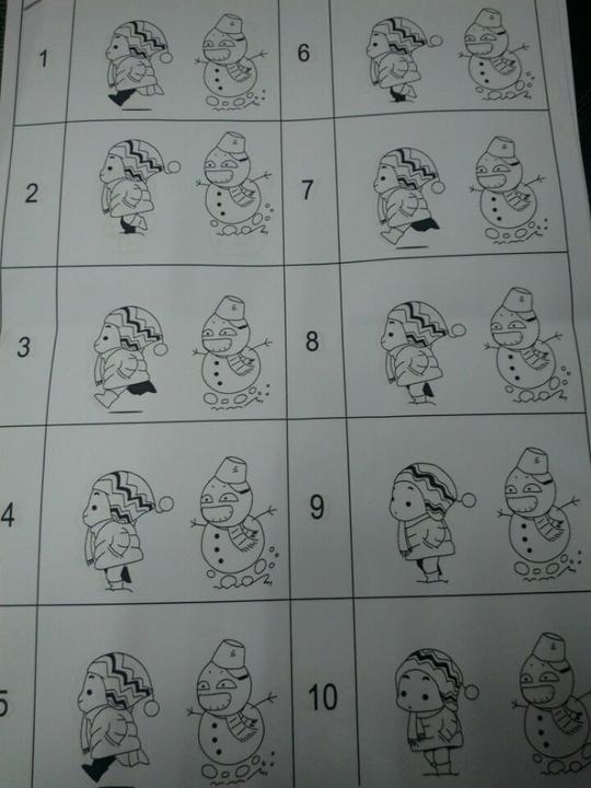 手翻书模板雪人翻页动画模板情人节礼物手绘本素材diy