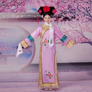 满族服装珠帘女装汉服古装民族服装/舞台装旗服清朝宫廷服装锁还