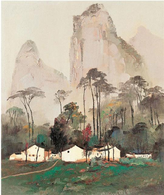 吴冠中桂林农家73×61cm油画1980年