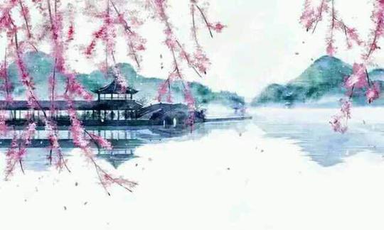 古风风景插画水墨小清新素材淡雅背…