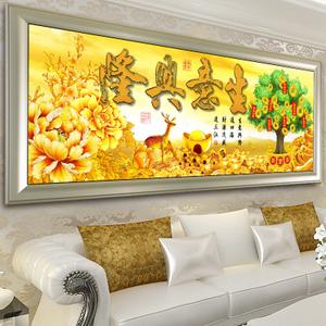 新款5d钻石画满钻生意兴隆十字绣招财进宝摇钱树福鹿砖石画客厅