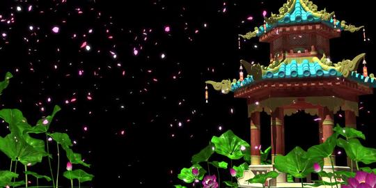 3d全息婚礼素材浪漫荷花凉亭_1920x768_高