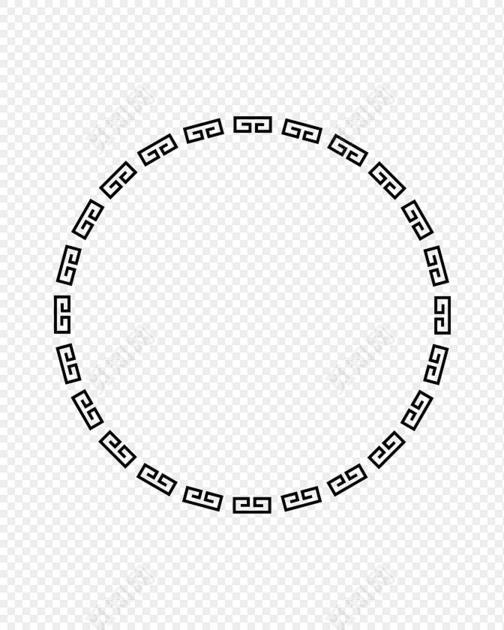 圆环新年回形纹花纹古风圆形框png春节png素材回纹圆古风套图