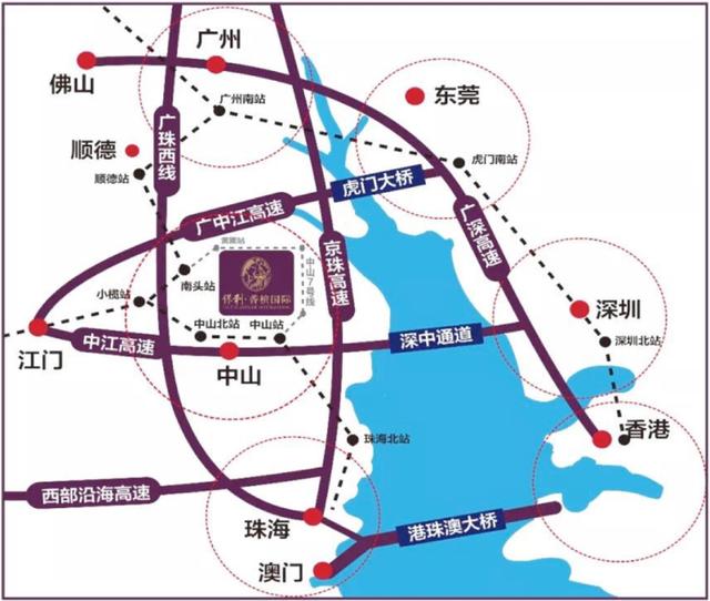 中山,粤港澳大湾区中一个同时连接佛山,广州,深圳,珠海的城市