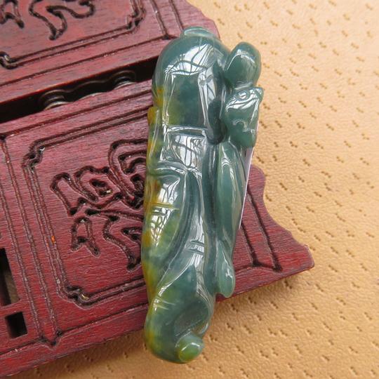 玉巧匠天然缅甸翡翠a货糯种生意兴隆吊坠挂件送证书atme714