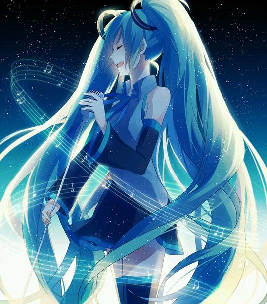 【此间二次元】二次元美少女v家初音未来蓝色调星空动漫p站