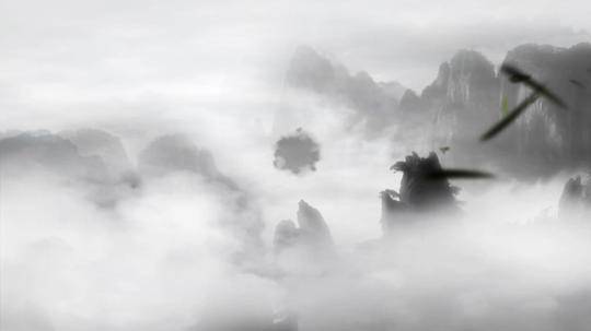 (山,云雾,树叶)水墨动画素材_1920x1080_高清视频素材