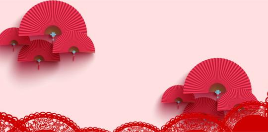 红色扇形背景素材