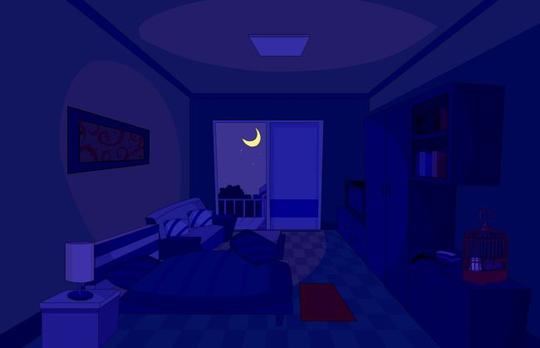 月光下的卧室场景设计素材flash动画制作场景