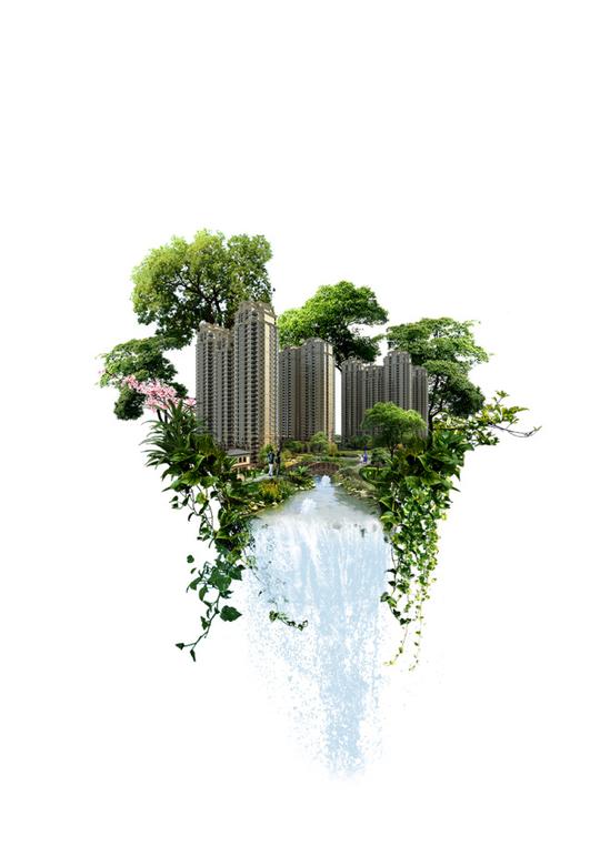 地产素材地产广告植物素材高清psd源文件