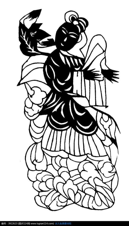 拿叶子女神仙剪纸矢量素材
