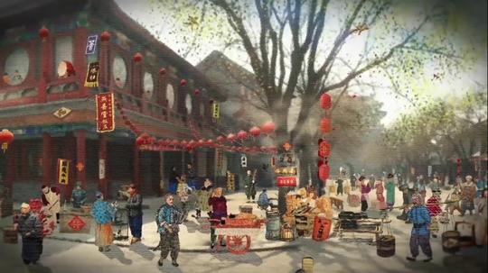 怀旧老北京前面糖葫芦街景led视频素材_1920x1080_(:)