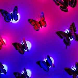 立体双层圣诞贴画灯蝴蝶夜光夜墙3d灯蝴蝶布置场景小发光led床头